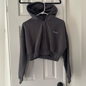 White Fox Gray Cropped Hoodie